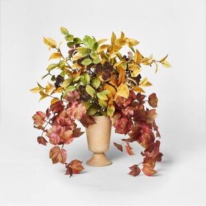 New! Studio McGee XL 31” Fall Leaf Artificial Faux Arrangement in Ceramic Vase